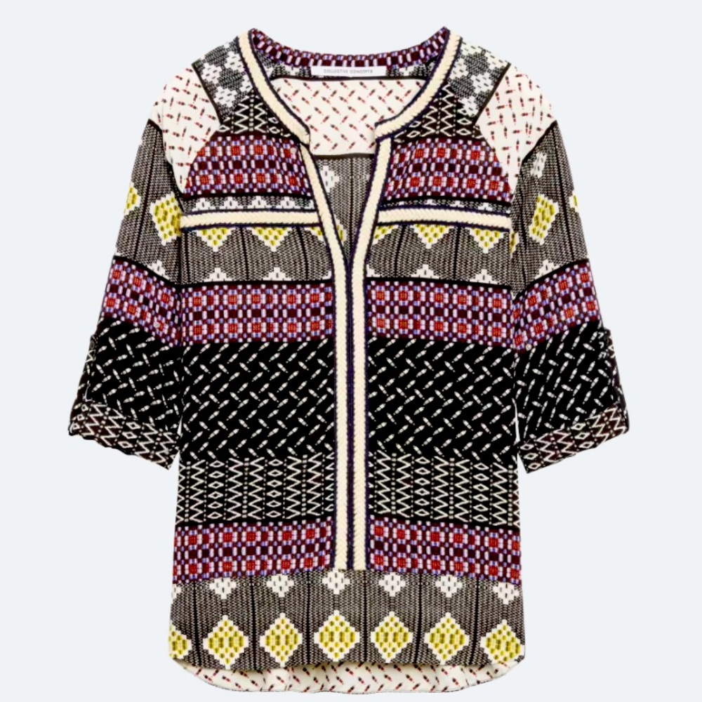 COLLECTIVE CONCEPTS
Maila 3/4 Sleeve Blouse. Size: M. Black/multi.